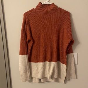Color Block Mock Neck Sweater